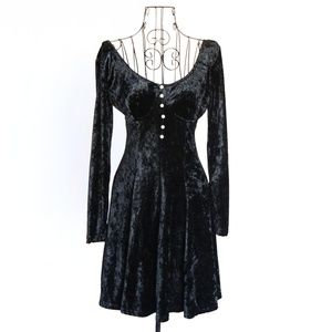 Spoiled Girls Black Velvet Dress Long Sleeve Small